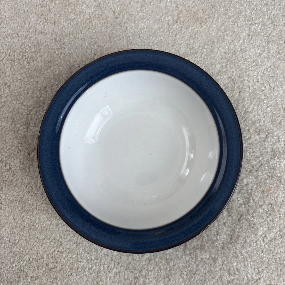 Denby Pottery Boston Blue Stoneware Soup Cereal Bowls England 7